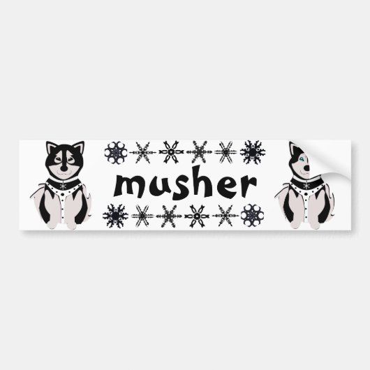 "Musher" Malamute en Husky Sled Dogs Bumpersticker (Voorkant)