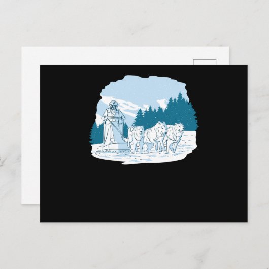 Mushing Sled Dog Racing Husky Slaping Briefkaart (Voorkant / Achterkant)