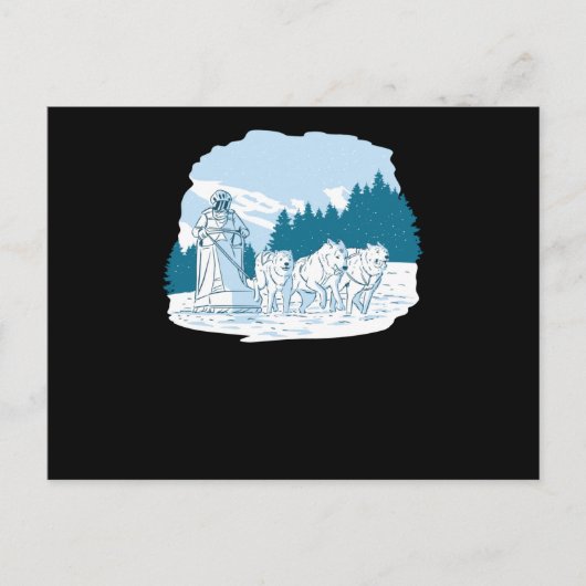 Mushing Sled Dog Racing Husky Slaping Briefkaart (Voorkant)