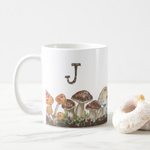 Mushroom Art Herfst herfst Natuur Monogram Koffiemok