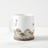 Mushroom Art Herfst herfst Natuur Monogram Koffiemok (Voorkant links)