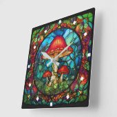 Mushroom Art Wall Clock Vierkante Klok (Hoek)