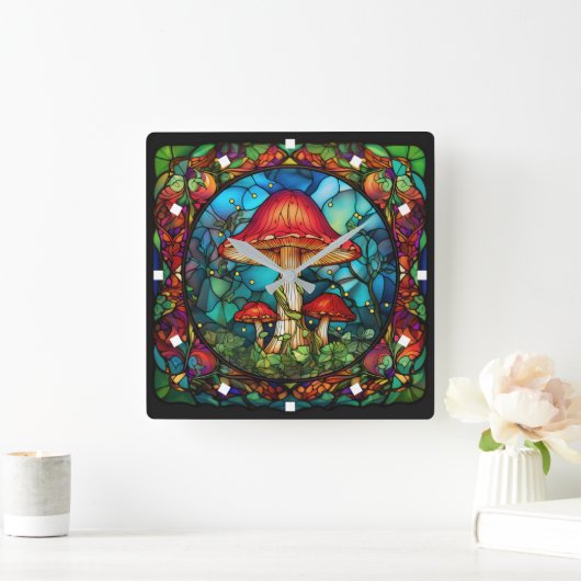 Mushroom Art Wall Clock Vierkante Klok (Huis)