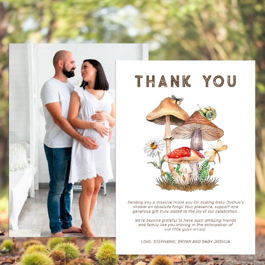 Mushroom Baby shower Bedankt Card | Gepersonalisee