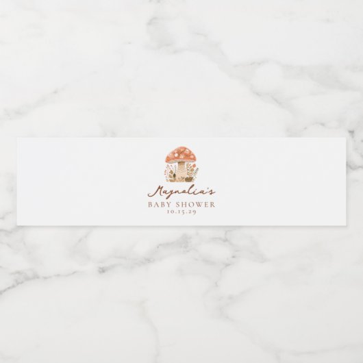 Mushroom Baby Shower Food and Beverage Label Set Waterfles Etiket (Enkel label)