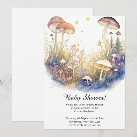 Mushroom Baby shower Invitation Kaart (Voorkant / Achterkant)
