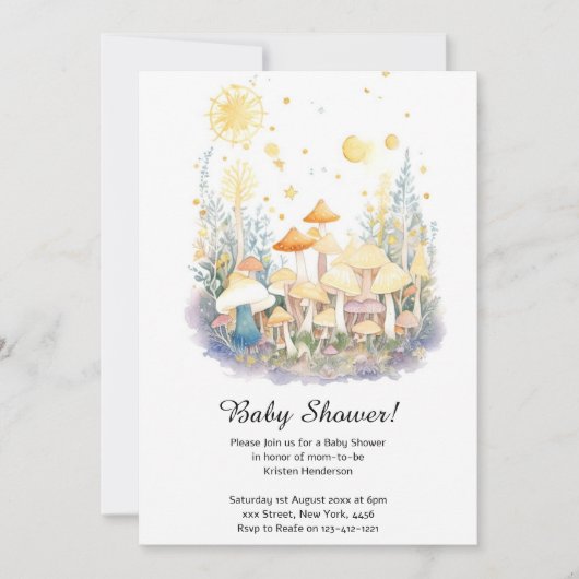 Mushroom Baby shower Invitation Kaart (Voorkant)