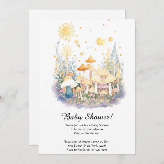 Mushroom Baby shower Invitation Kaart (Voorkant / Achterkant)