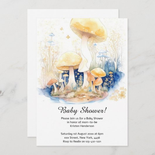 Mushroom Baby shower Invitation Kaart (Voorkant / Achterkant)