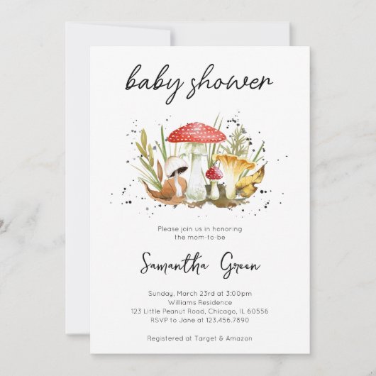 Mushroom Baby shower Invitation Kaart (Voorkant)