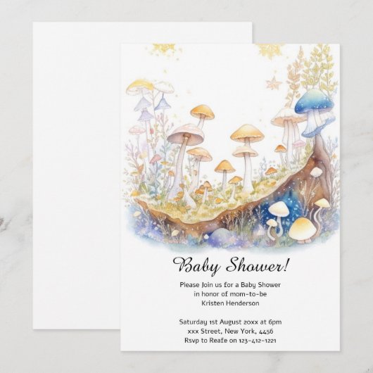 Mushroom Baby shower Invitation Kaart (Voorkant / Achterkant)