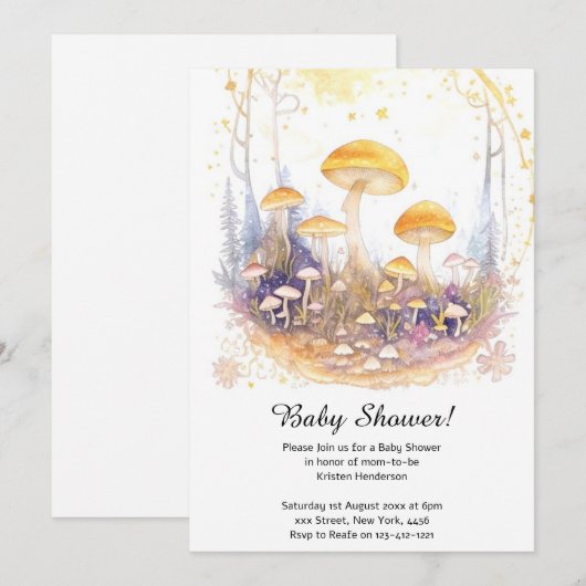 Mushroom Baby shower Invitation Kaart (Voorkant / Achterkant)