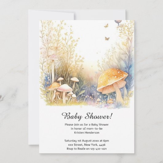 Mushroom Baby shower Invitation Kaart (Voorkant)