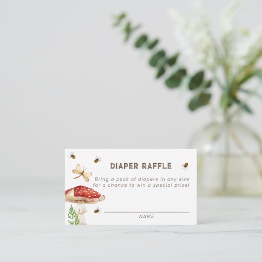 Mushroom Baby shower Luier Raffle Kaart | grillig (Staand voorkant)