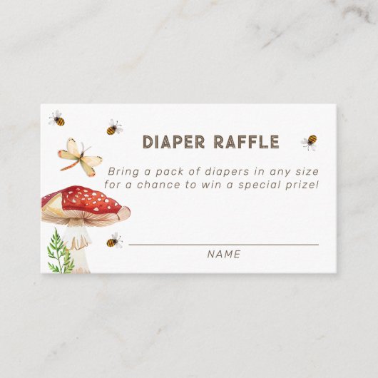 Mushroom Baby shower Luier Raffle Kaart | grillig (Voorkant)