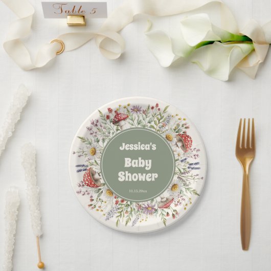 Mushroom Baby Shower Papieren Bordje (Huwelijk)
