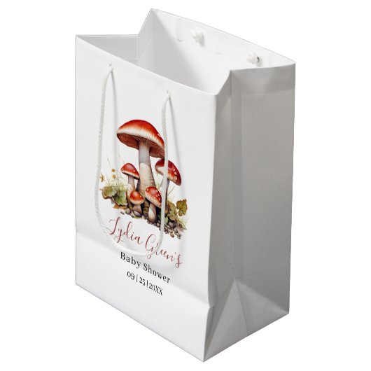 Mushroom Baby shower Uitnodigen, Herfst Genderneut Medium Cadeauzakje (Voorkant Gekanteld)