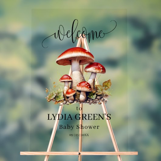 Mushroom Baby shower Uitnodiging, Herfst Baby show Acryl Bord (Neutraal)