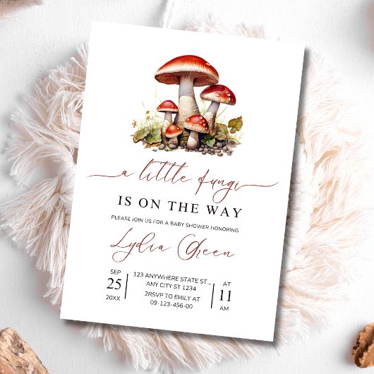 Mushroom Baby shower Uitnodiging, Herfst Baby show Kaart