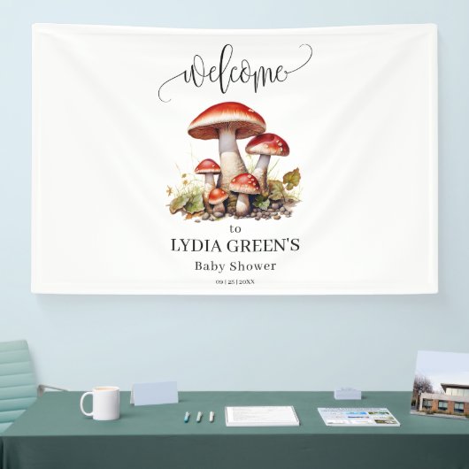 Mushroom Baby shower Uitnodiging, Herfst Baby show Spandoek (Beurs)