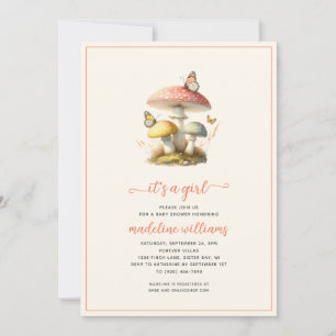 Mushroom Butterfly Woodland Natuur Baby shower Kaart