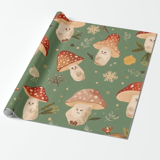 Mushroom Cadeaupapier (Uitgerold)