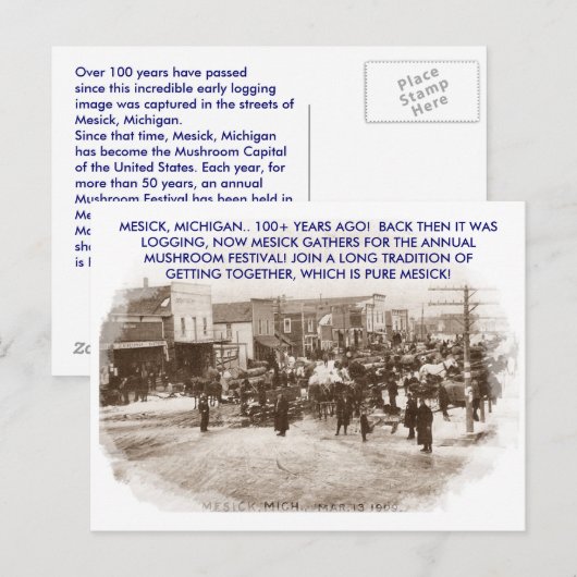 MUSHROOM CAPITAL, MESICK, MICHIGAN ~PROMO BRIEFKAA BRIEFKAART (Voorkant / Achterkant)
