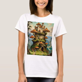 Mushroom Castle Fantasy Art grillige T-shirt Desi