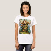 Mushroom Castle Fantasy Art grillige T-shirt Desi (Voorkant volledig)