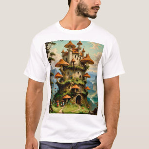 Mushroom Castle Fantasy Art grillige T-shirt Desi