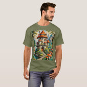 Mushroom Castle Fantasy Dreamscape T-shirt (Voorkant volledig)