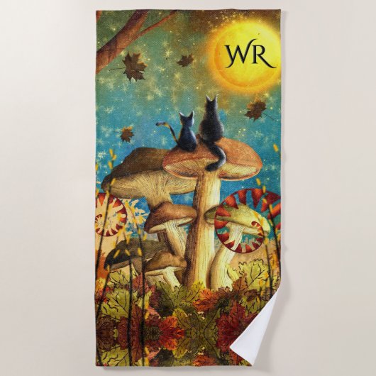 Mushroom Cats Monogram Strandlaken (Voorkant)