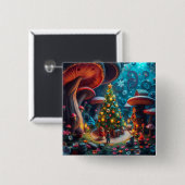 Mushroom Christmas Vierkante Button 5,1 Cm (Voorkant /achterkant)