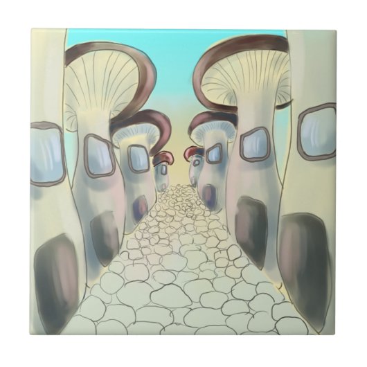 Mushroom city street tegeltje (Voorkant)