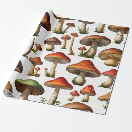 Mushroom Collectie Pattern Design Cadeaupapier (Uitgerold)