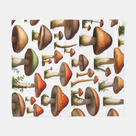 Mushroom Collectie Pattern Design Fleece Deken (Voorkant (Horizontaal))
