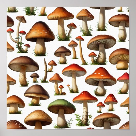 Mushroom Collectie Pattern Design Poster (Voorkant)