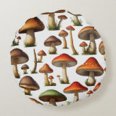 Mushroom Collectie Pattern Design Rond Kussen (Achterkant)