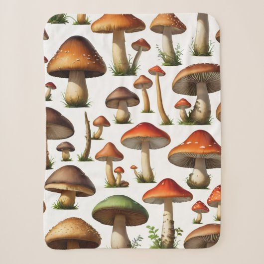 Mushroom Collectie Pattern Design Sherpa Deken (Voorkant)