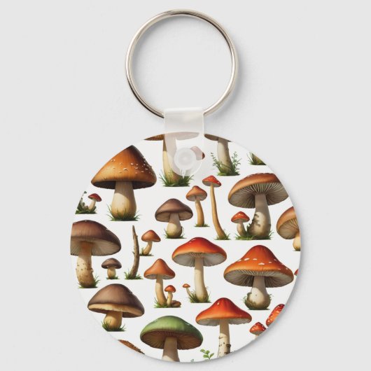 Mushroom Collectie Pattern Design Sleutelhanger (Voorkant)