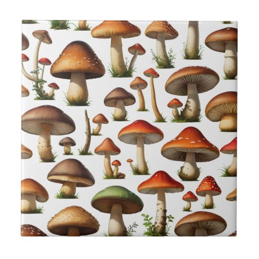 Mushroom Collectie Pattern Design Tegeltje (Voorkant)