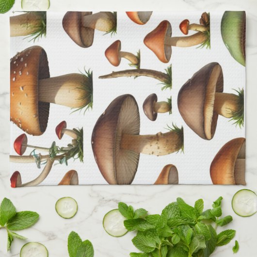 Mushroom Collectie Pattern Design Theedoek (Gevouwen)