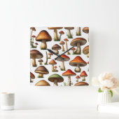 Mushroom Collectie Pattern Design Vierkante Klok (Huis)