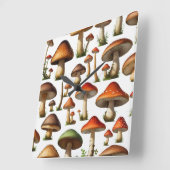 Mushroom Collectie Pattern Design Vierkante Klok (Hoek)