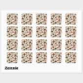 Mushroom Collectie Pattern Design Vierkante Sticker (Vel)