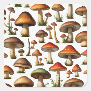 Mushroom Collectie Pattern Design Vierkante Sticker