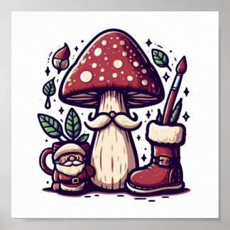 Mushroom Core Santa Poster
