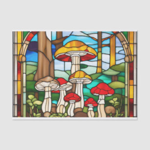 Mushroom Cottage Glas in lood Decoupage Tissuepapier