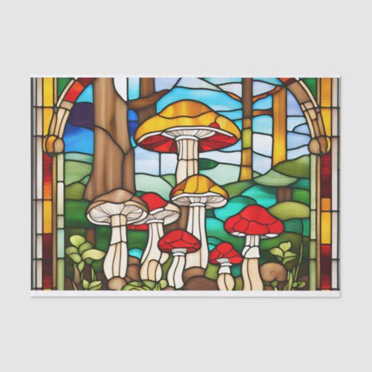 Mushroom Cottage Glas in lood Decoupage Tissuepapier (Voorkant)