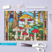 Mushroom Cottage Glas in lood Decoupage Tissuepapier (Craft)